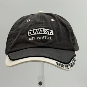 Duval St Key West FL Hat End of the Road Baseball Cap Charcoal Cream Adjustable